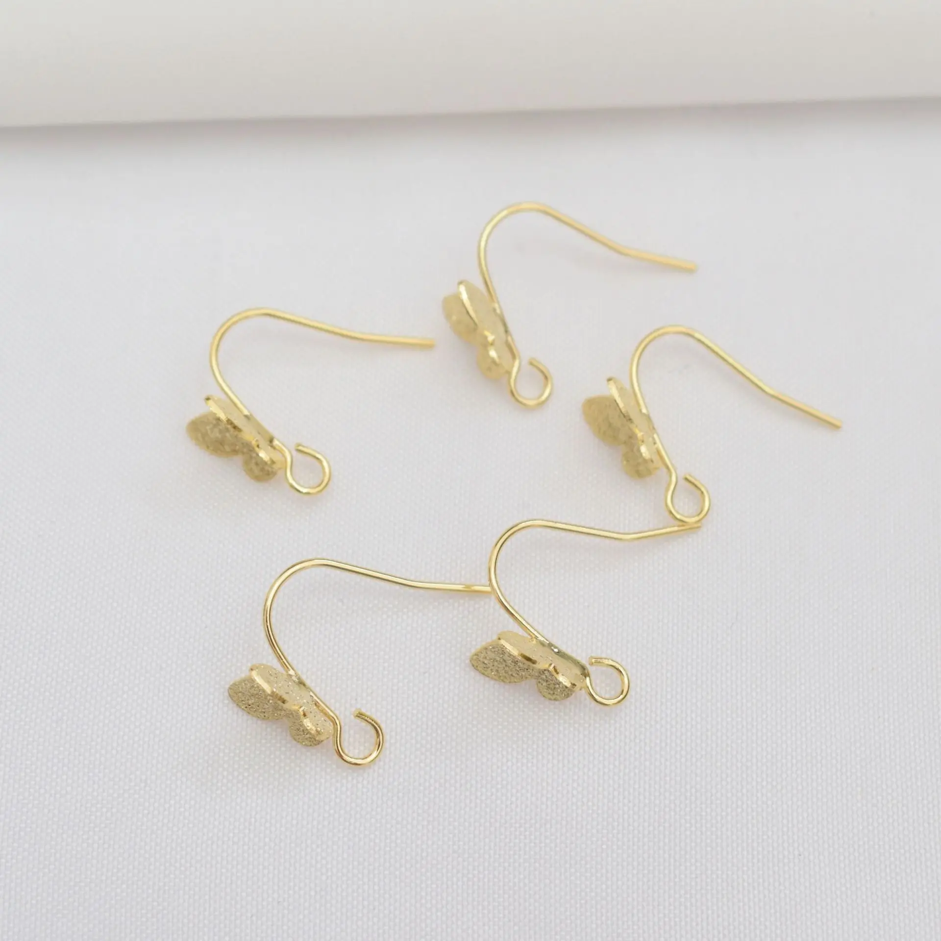 

10Pcs Brass Gold Plated Butterfly Earring Hooks Earwire Connector With Loop For DIY Dangle Earrings Jewelry Making Accessories