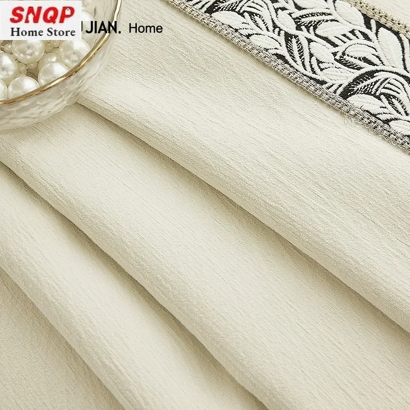 Thicken Luxury French Chenille Fashion White Curtains for Living Room Bedroom Dining Balcony Texture Thickened Blackout Window
