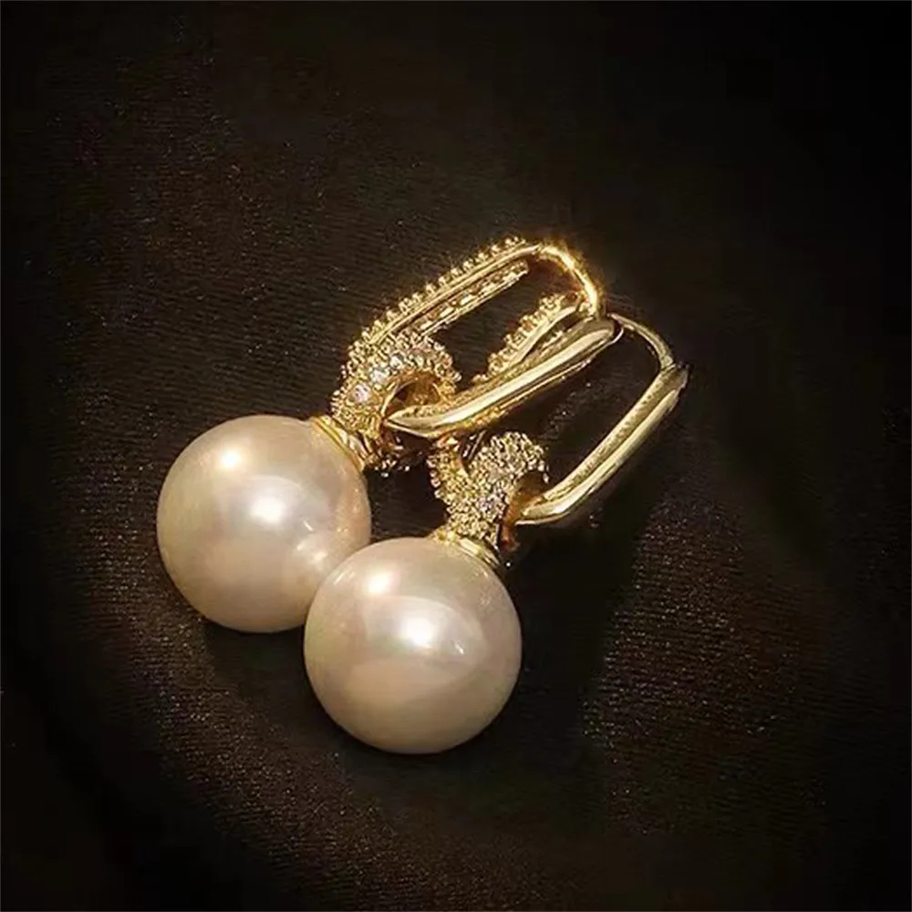 

DIY Pearl Ear Stud Accessories S925 Sterling Silver Jewelry Gold Ear Buckle Female Empty Fit 8-12mm Beads