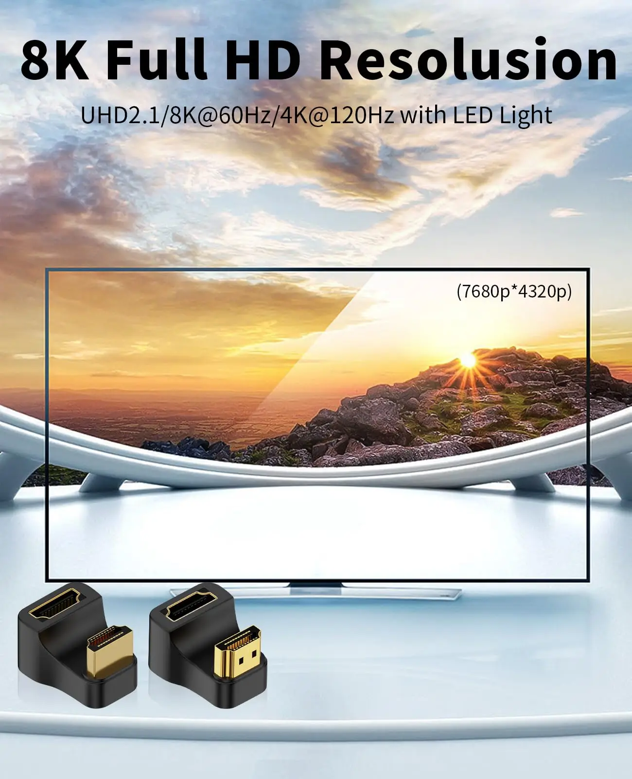 محول HDTV على شكل U 360 درجة HDMI 2.1 ذكر إلى أنثى...
