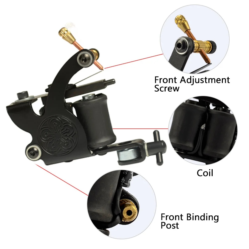 Tattoo Supplies 10 Wrap Coil Tattoo Machine Gun For Liner And Shader Body Art Machine Beginner Beauty Care Tool tattoo supplies