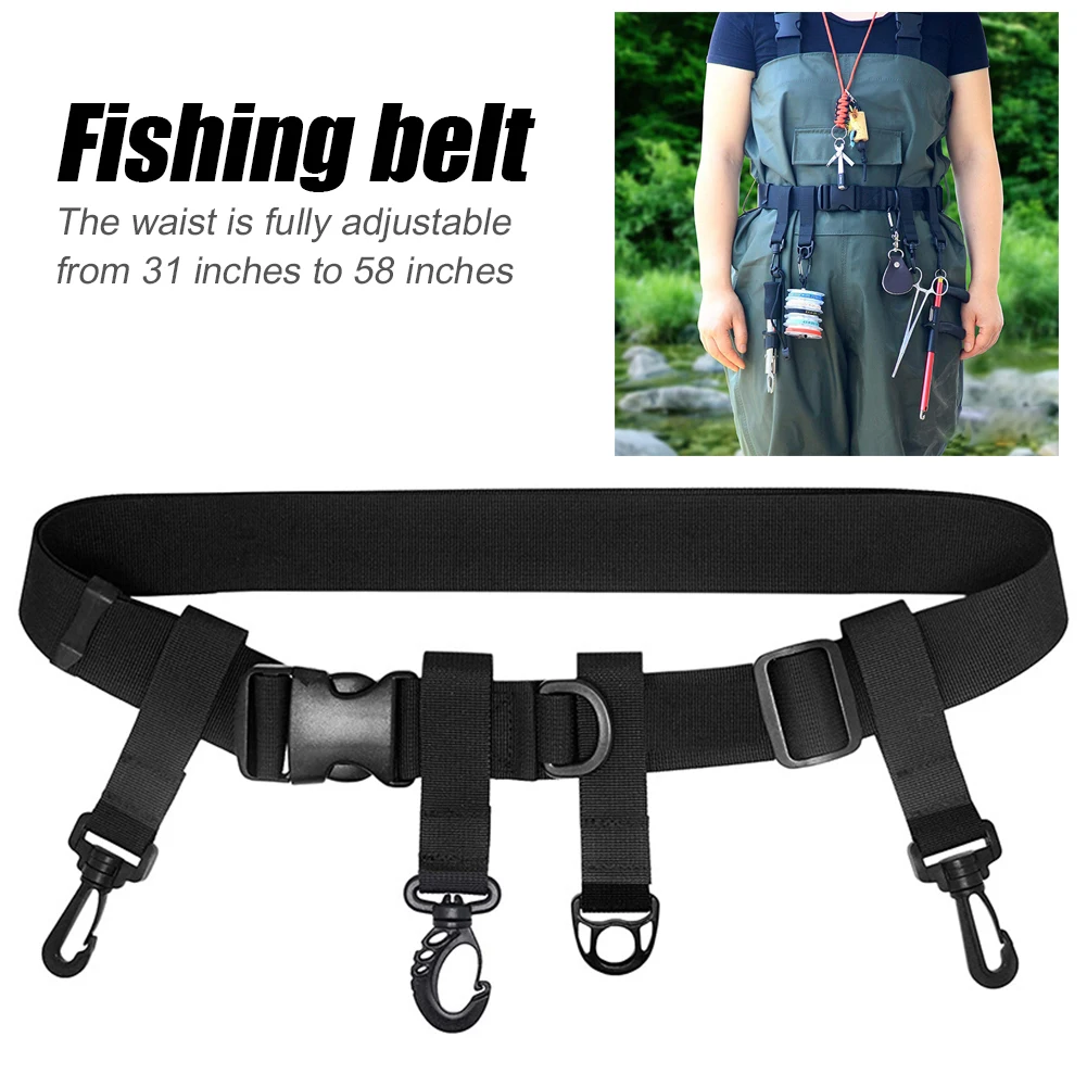 Fishing Wading Belts for Kayak Waistband with D-ring Rotation Hooks Fishing Tackle Accessories Waist Hanging Belt