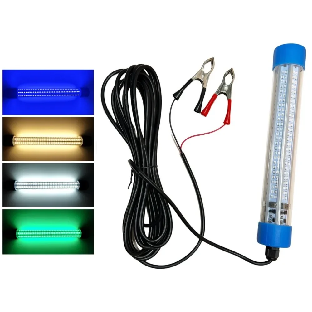 LED Submersible Fishing Light Deep Drop Underwater Fish Lure Bait Finder Lamp 50W 12-24V 5 Meters Squid Attracting Lamps IP68 2pcs underwater bait tank light rv waterproof submersible 12v livewell blue led light ip68 boat accessories marine