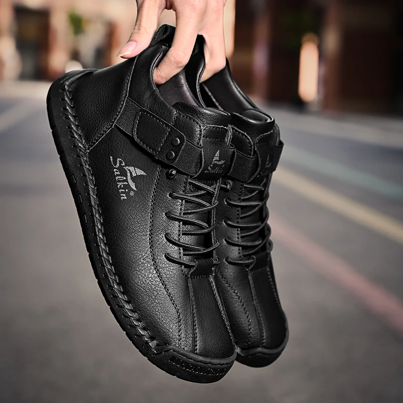 Handmade Design Sneakers: Men's Casual Leather Ankle Boots - true deals club