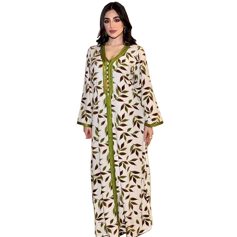 

Robe Femme Musulmane Ramadan Muslim Dress Middle Eastern Arab Eid Abaya Turkey Women's Printed Abaya Dubai Muslim Fashion Robes