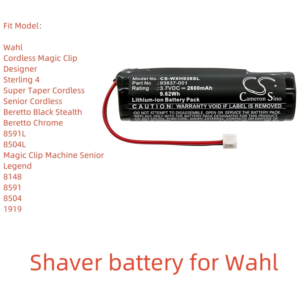 

Li-ion Shaver battery for Wahl,3.7v,2600mAh,Cordless Magic Clip Designer Sterling 4 Super Taper Cordless Senior Cordless 8504L