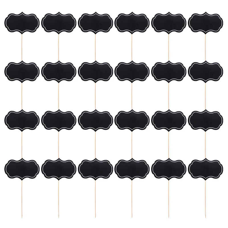 24pcs Mini Blank Blackboard Board Message Board Food Fruit Toothpick Label For Dining Party Restaurant Decoration Supplies