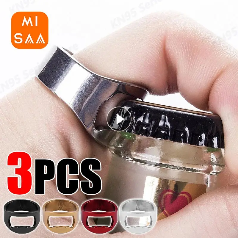 

1-3Pc Unique Beer Bottles Opener Portable Finger Ring Design Jars Lid Remover Stainless Steel Kitchen Tool Bar Supplies Gadgets