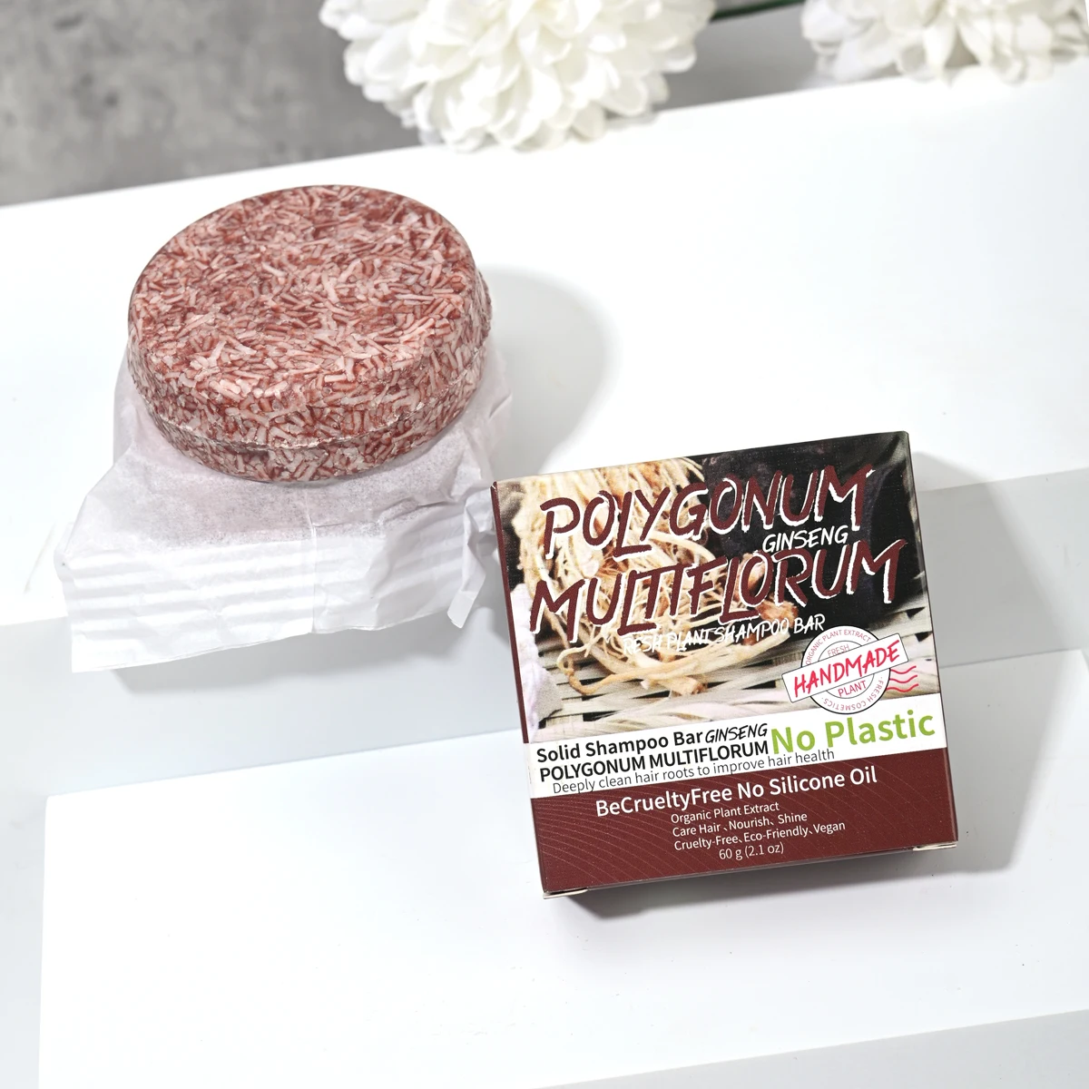 Polygonum Multiflorum Soap Private Label Hair Darkening Shampoo Bar Repair Damaged Hair Growth 60g