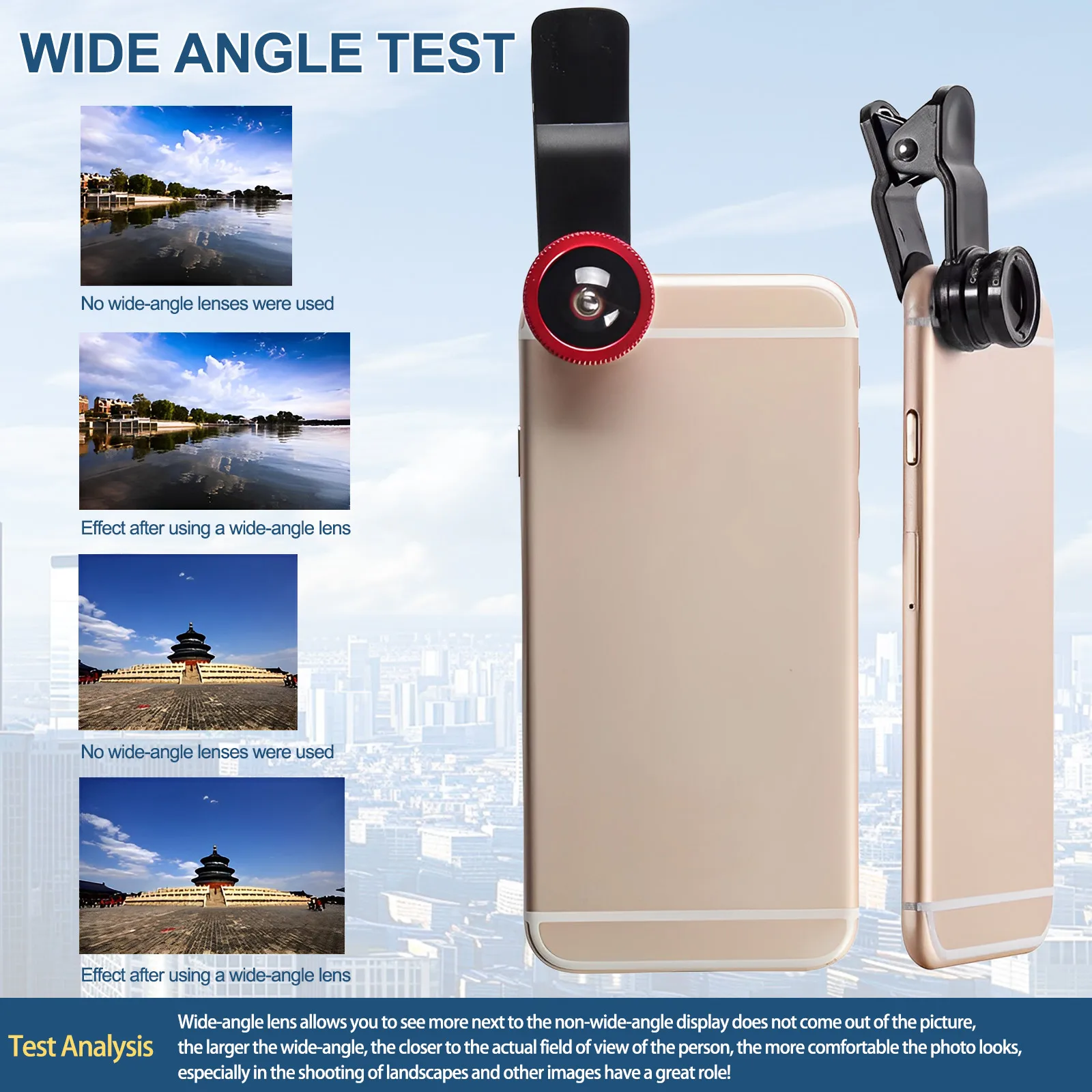 Obiettivo per fotocamera per cellulare 3 in 1, grandangolare, macro, fisheye, universale per smartphone/ per iPhone/ per Samsung per Android - immagine 5