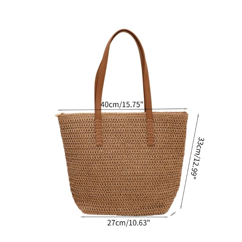 Women Straw Woven Shoulder Bag Ladies Large Capacity Tote Bag Summer Beach-Bag Vacation Bag Bohemian-Seasid Handbag