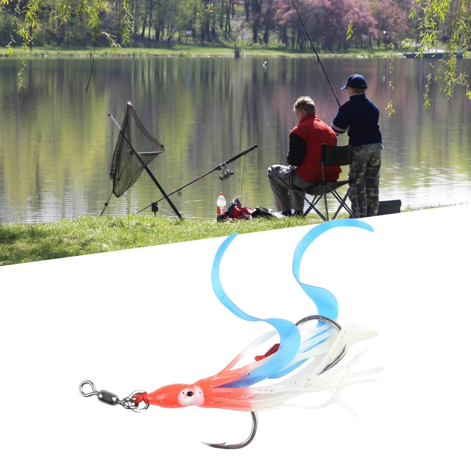 

Hook Fish Luring Silicone Wire Not Easy To Tear Precise Red/blue Soft 10*5*2cm 2pc/set Bionic Shape Double Hook