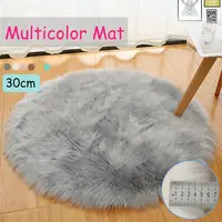 1PC 30cm Soft Artificial Wool Seat Cushion Round Fur Chair Mat Hairy Carpet Warm Wool Rug Home Bedroom Decoration Accessories 1