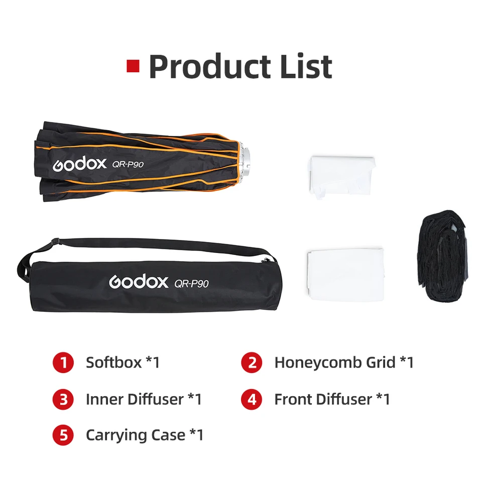 Godox QR-P70 70CM QR-P90 90CM QR-P120 12CM 퀵 릴리즈 파라볼릭 딥 소프트박스 + 보웬스 마운트 스튜디오 플래시용 허니컴 그리드