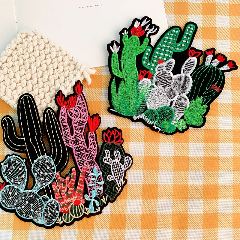 

Cactus Embroidery Patch Large Embroidery Patches for Clothes Wholesale Patches Badges Clothing Accessories Iron On Patches