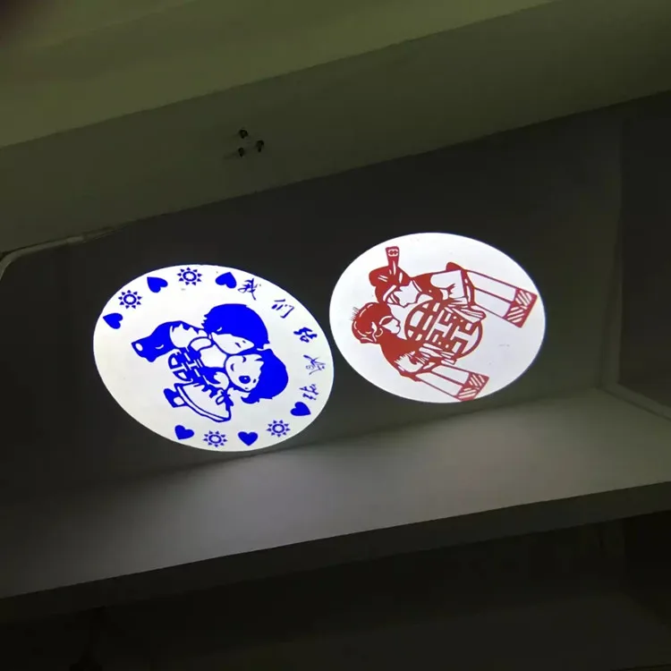 Logo personalizzato proiettore lente in vetro 37mm-27mm diametro negozio centro commerciale KTV modello di testo Logo illuminazione pubblicitaria proiezione Gobo - immagine 2
