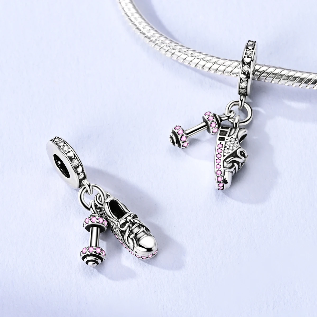 Silver Plated Sport Love Skate Shoe Dangle Charm Pendant