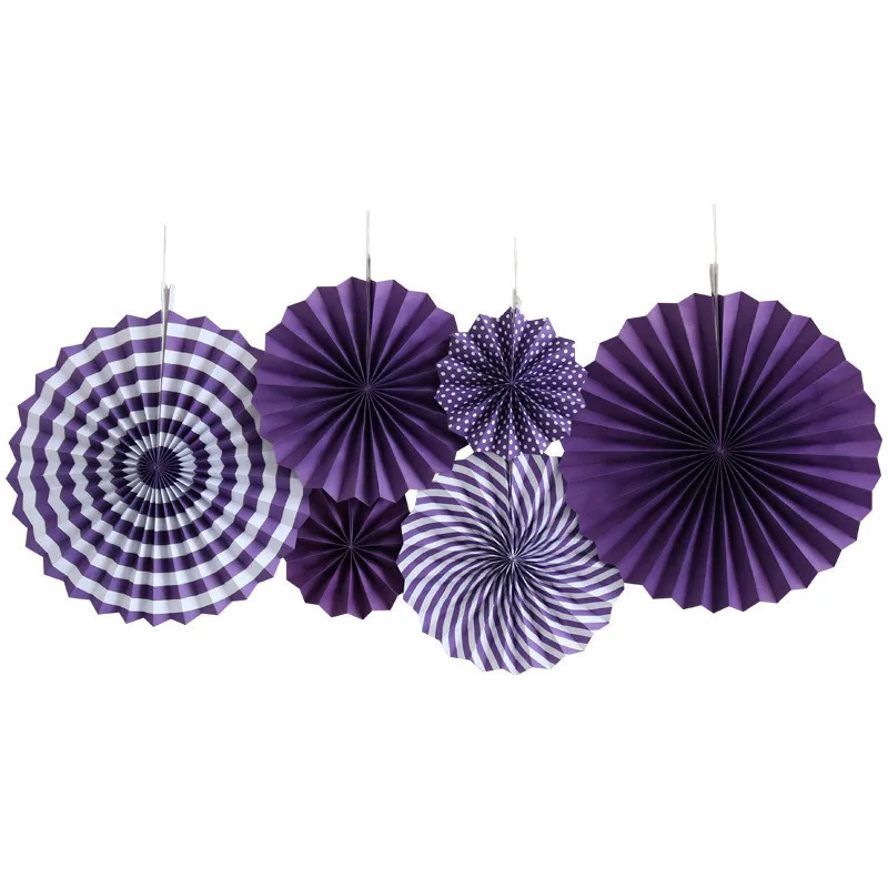 6pcs/set Decorative Wedding DIY Wheel Tissue Paper Hanging Fans Flowers Craft For Birthday Party Wedding Baby Shower Decoration