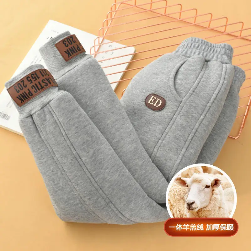 

2023 New Children Winter Warm Sport Pants Girl Boys Plus Velvet Thickened Pants Kids Long Trousers Girls Snow Pants 3 -12 Years