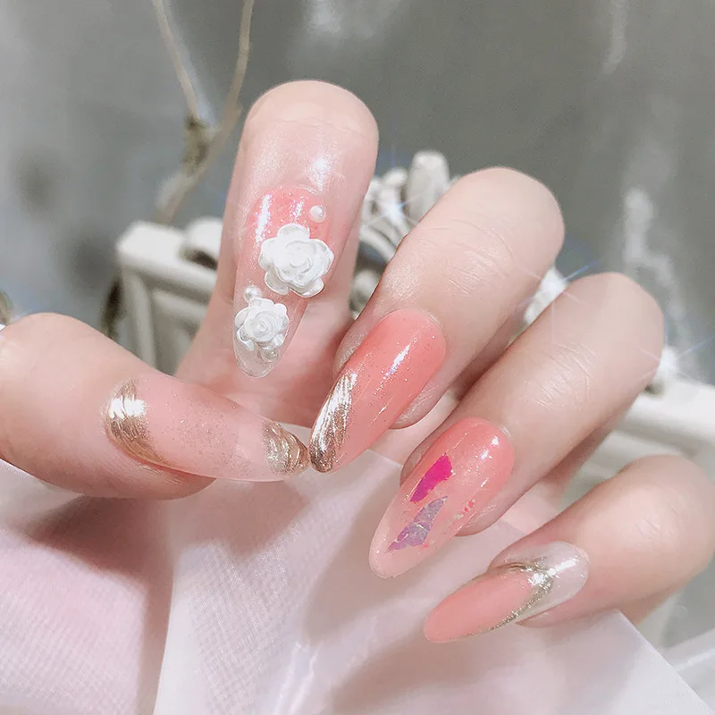 50pcs Cute New Resin Mini 3D White Plated Rose Nail Rhinestones Gems Glitter Nail Art Jewelry Manicure Nail Art Decorations 4