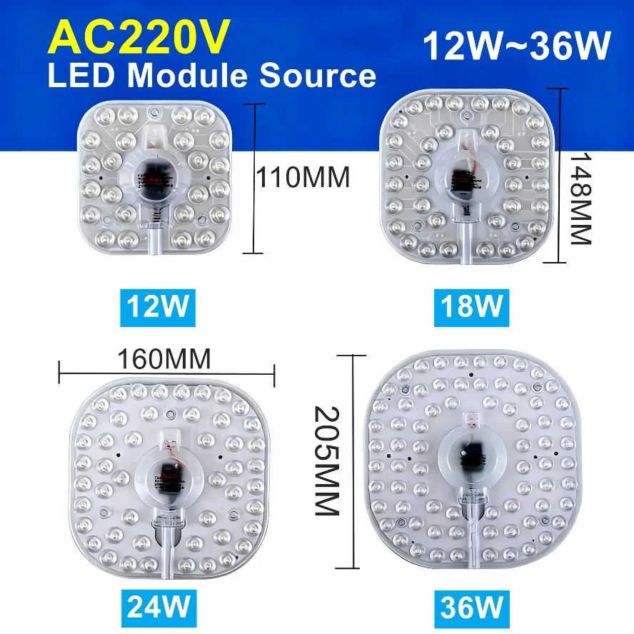 High Brightness Ring PANEL Square LED Module Source Ceiling 36W 24W 18W 12W LED Light AC220V Square Ceiling Board with Magnet