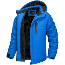 Men's Waterproof Winter Fleece Jacket - Outdoor Hiking and Skiing Windbreaker Parka - EU 2XL (Brihgt Blue)