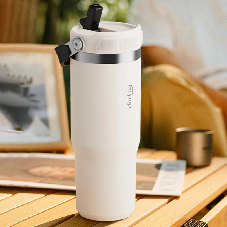 Coffee Mug Termos Water Bottle with Straw Big Thermos Bottle 900ml