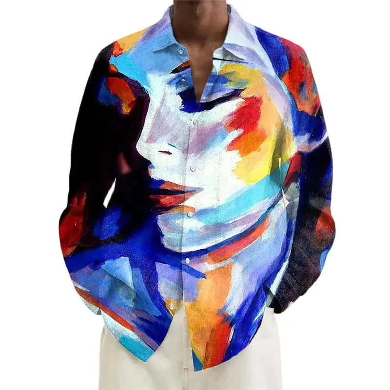 

2023 men's shirt fashion casual graffiti abstract printed dance party shirt high-quality soft and comfortable shirt S-6XL