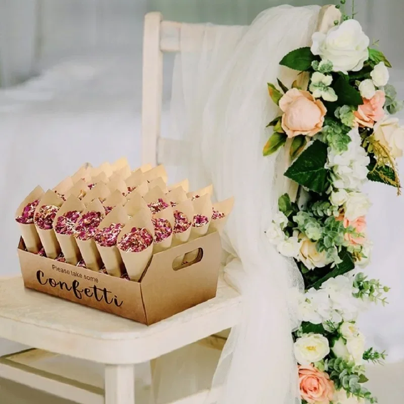 Natural Confetti Packets Tray Set Biodegradable Wedding Confetti Dried  Flower Petals 20 Guests Eco Wedding Classic Petals