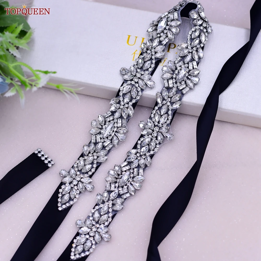 

TOPQUEEN Wedding Belt Full Rhinestone Belt for Bridal Wedding Dress Accessories Formal Costume Decoration Sash S38