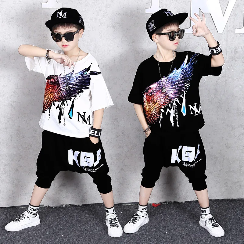 

Boy Tracksuit Summer Kids Clothes Casual Teen Boys Short Sleeve Sports Suit T-shirt and Harem Pants 2 Pcs Children Clothing Sets