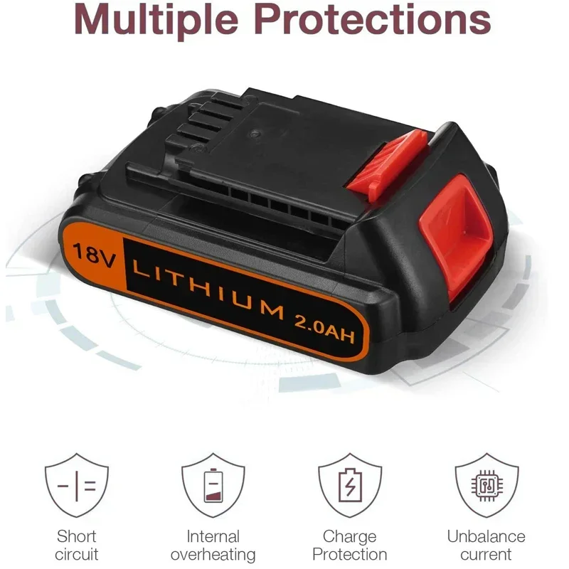 18V 2.0Ah 3.0Ah BL2018 Replacement for Black & Decker 20V Battery Max Lithium LBXR20 LB20 LBX20 LST220 LB2X4020 Cordless Tools power tool battery rechargeable battery battery replacement
