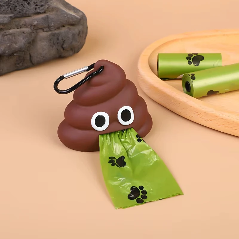 Portable Poop-shaped Pet Poop Waste Bags Dispenser Without Garbage Bags Outdoor Pet Bin Bag Holder with Clip Supplies, pet poop bag dispenser,dog poop bags holder