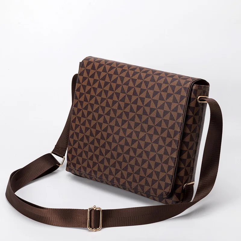 Stylish Cross-body for Men Horizontal Casual Computer Briefcase Printed Plaid Business Bag