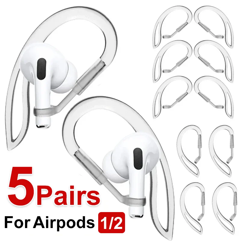 

1/5Pairs Silicone Ear Hooks For Airpods 1/2 Anti-Slip Transparent Ear Hook Adjustable Sports Outdoor Earhooks Protective Sleeve