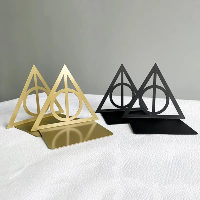 Triangle graphic book end, metal heavy-duty book end, fan organized desktop, home office, iron book end 4