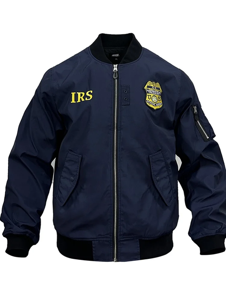 American IRS Detective Uniform Outdoor Windbreaker Spring and Autumn Workwear Pilot Jacket Baseball Suit Thin Men's Loose Coat