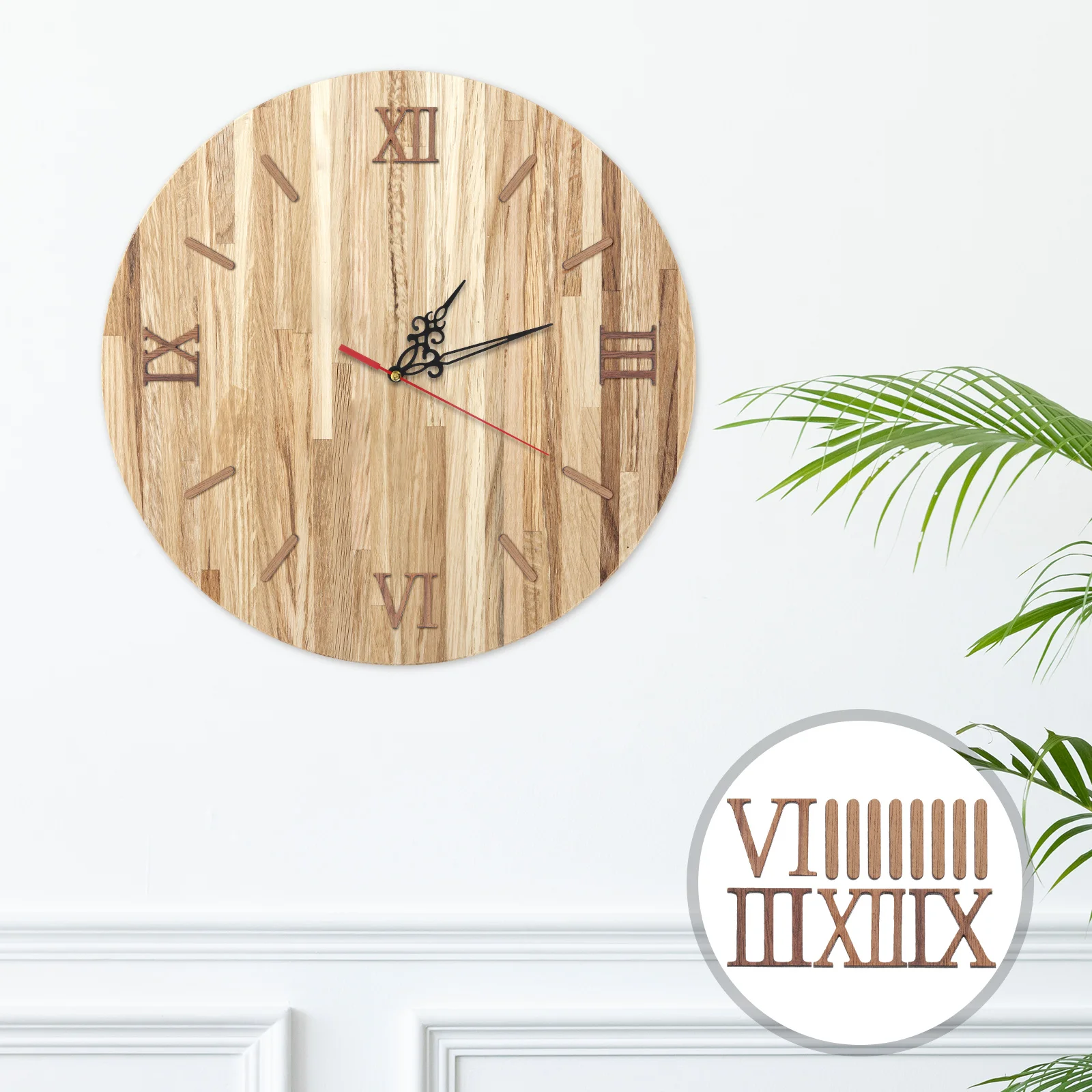 Wall Clock Digital Copper Boho Clocks for Walls Making Kit Number Labels Decorative Stickers Frameless Analog DIY