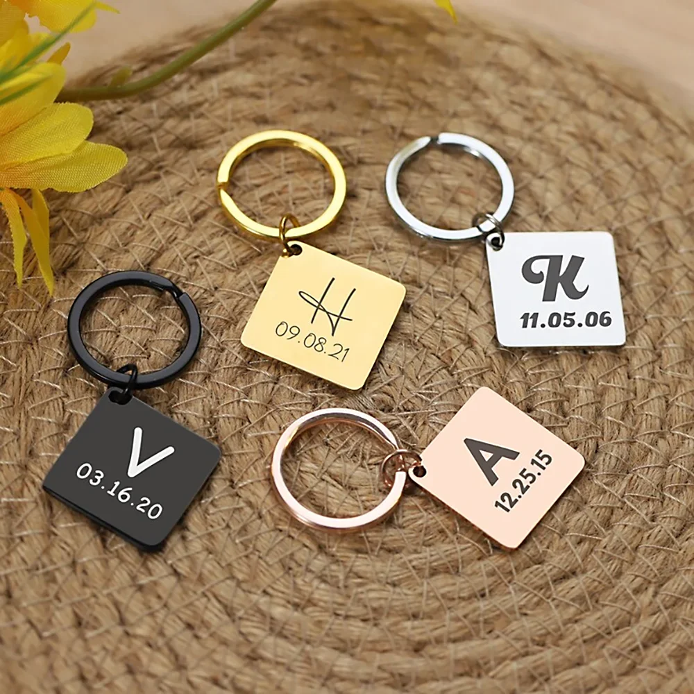

DIY Keychain Personalized Name Keychain Hand Carved Date Keyring Gift for Boyfriend Girlfriend Private Custom Engraving