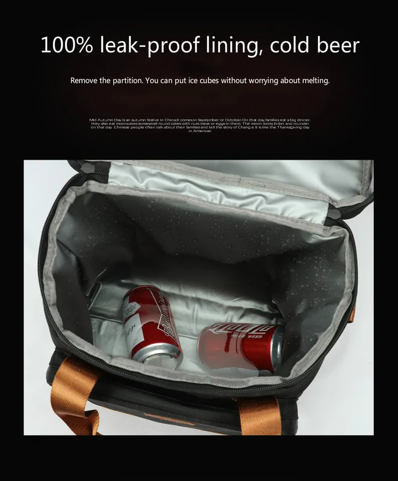 Men Wine Cooling Bag Leakproof Outdoor Lunch Picnic Cooler Bag Vintage Leather Refrigerator Portable Thermal Food Handbag