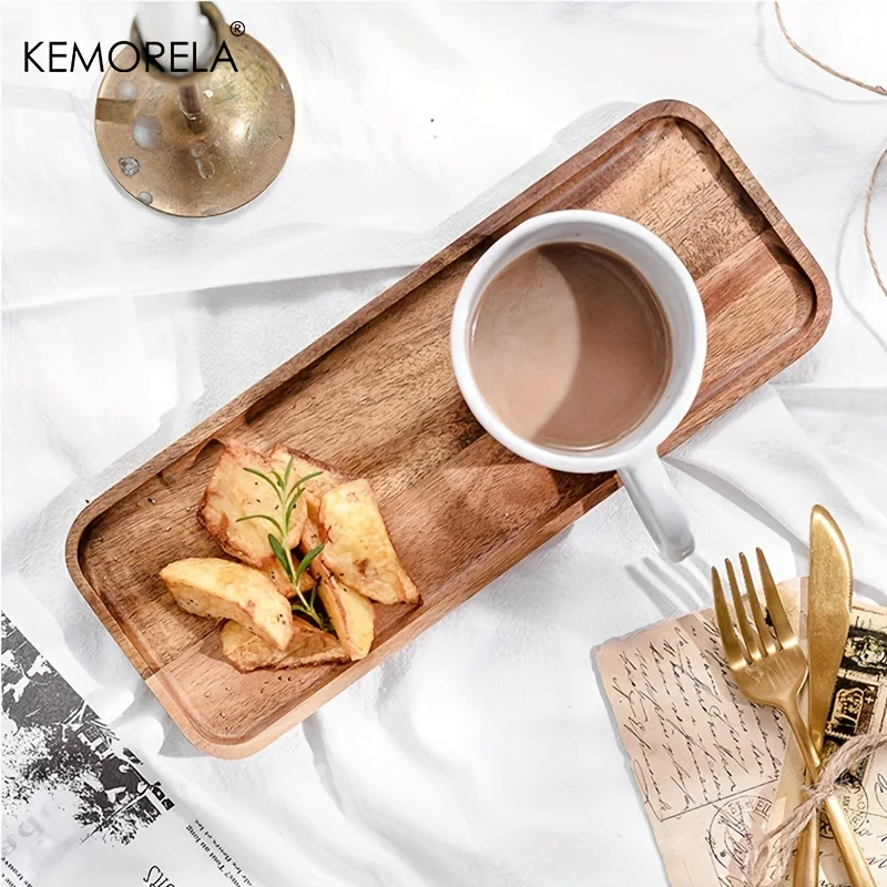 Wooden Serving Tray Acacia Wood 1PCS Coffee Food Cup Dessert Candy Gongfu Tea