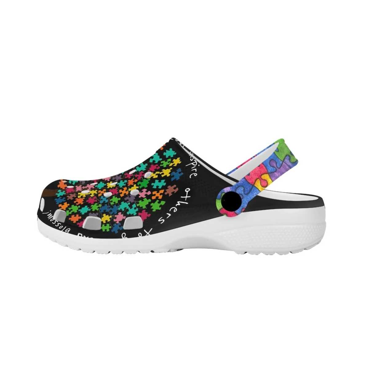 Fashion Women's Clogs Slippers Hole Shoes Summer Outdoor Autism Awareness Design Casual Flat Walking Shoes Beach Adult Sandals