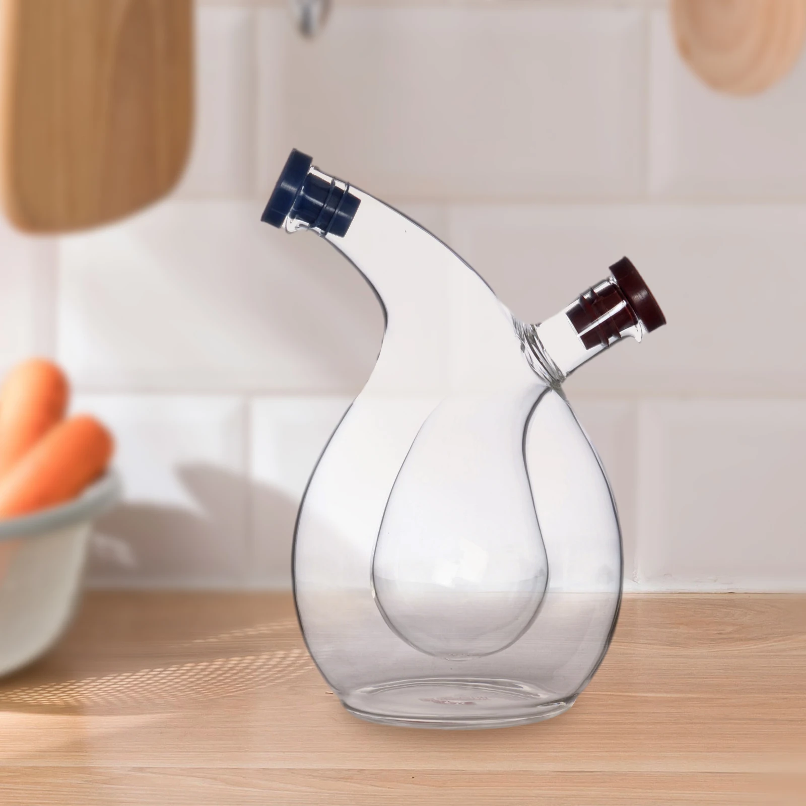2 in 1 Oil and Vinegar Bottle Condiment Storage for Party Buffet Supplies Glass Bottle Condiment Seasoning Kitchen Storage