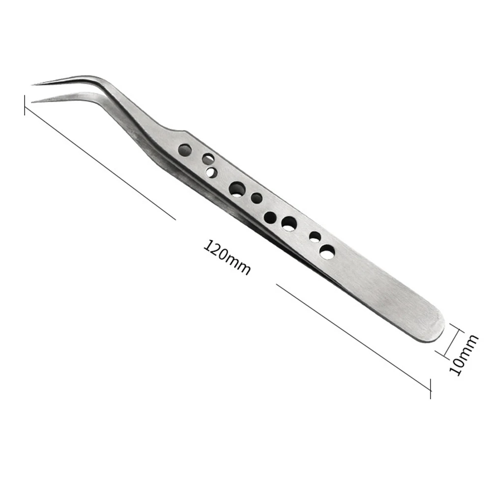 1pc Precision Industrial Tweezers Anti-magnetic Curved Straight Tip Stainless Steel Tweezers For Electronics Maintenance