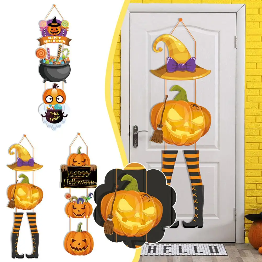 

Halloween Ghost Face Pumpkin Door Hangings Witch Hat Trick Or Treat Door Sign Pendant Happy 2023 Halloween Day Decor For Ho H4S3