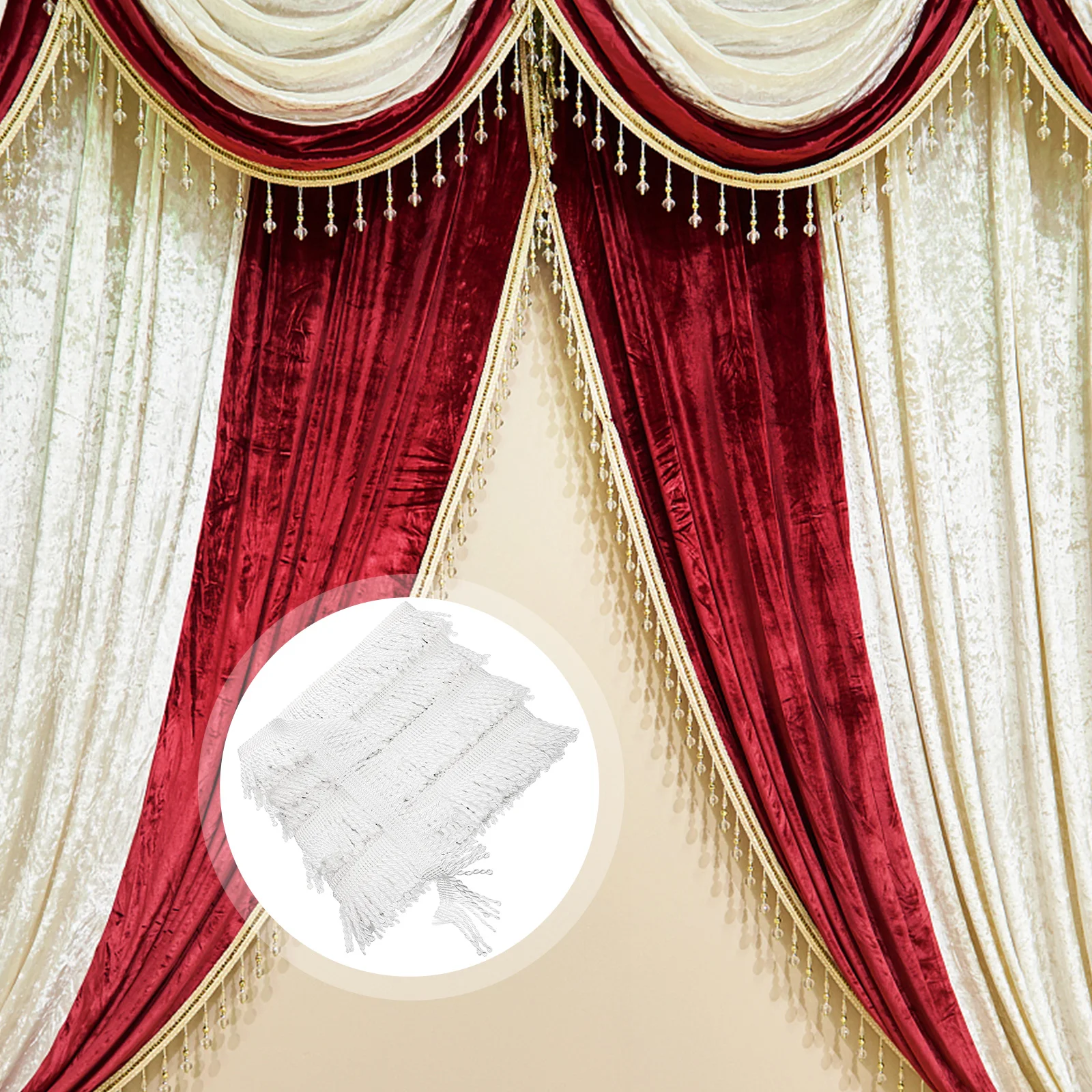 

1 Roll of Tassel Fringe Trim Adornment Polyester Curtain Trim Fringe Tassel Sewing Accessory
