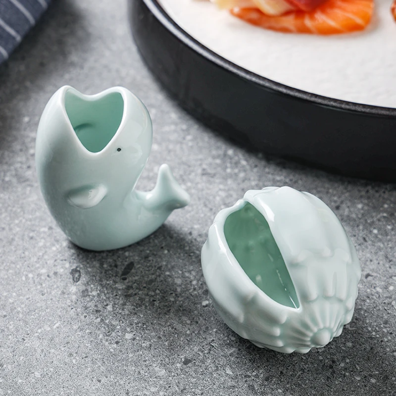 Creative Ceramic Fish-shaped Dry Ice Bowl Dining Table Decorative Plate Restaurant Artistic Conception Imitation Conch Tableware