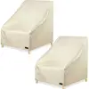 Heavy Duty Waterproof Chair Covers 600D Polyester Outdoor Furniture Cover 2 Pack Rip Resistant Adjustable Straps Ventilation 2
