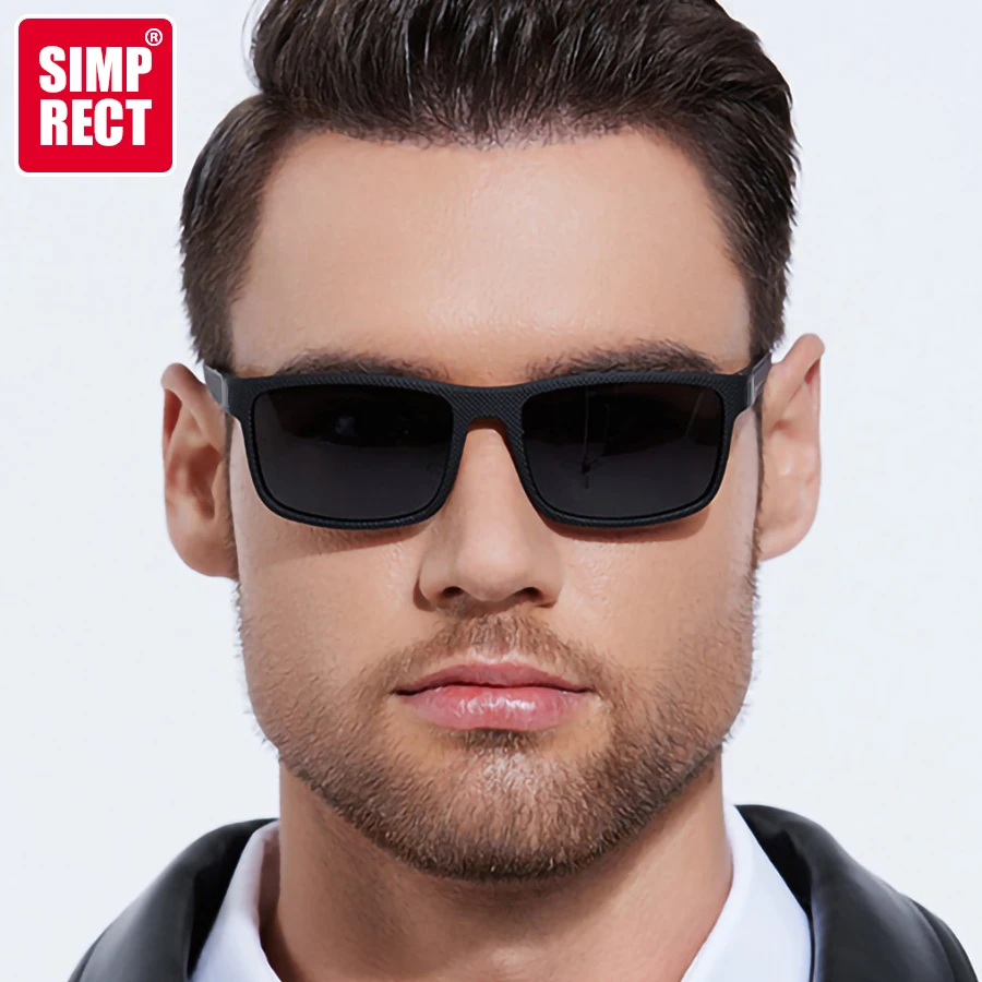 SIMPRECT Square Polarized Sunglasses Men 2024 Luxury Brand Designer UV400  High Quality Fishing Driving Retro Vintage Sun Glasses