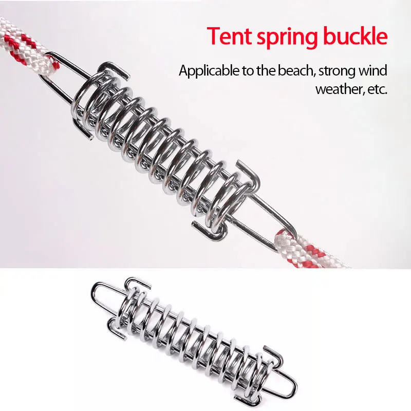 

Stainless Steel Wind Rope Buckle Spring Hook Buckle Tent Tightener Fixed Hook Rope Buckle Camping Accessories